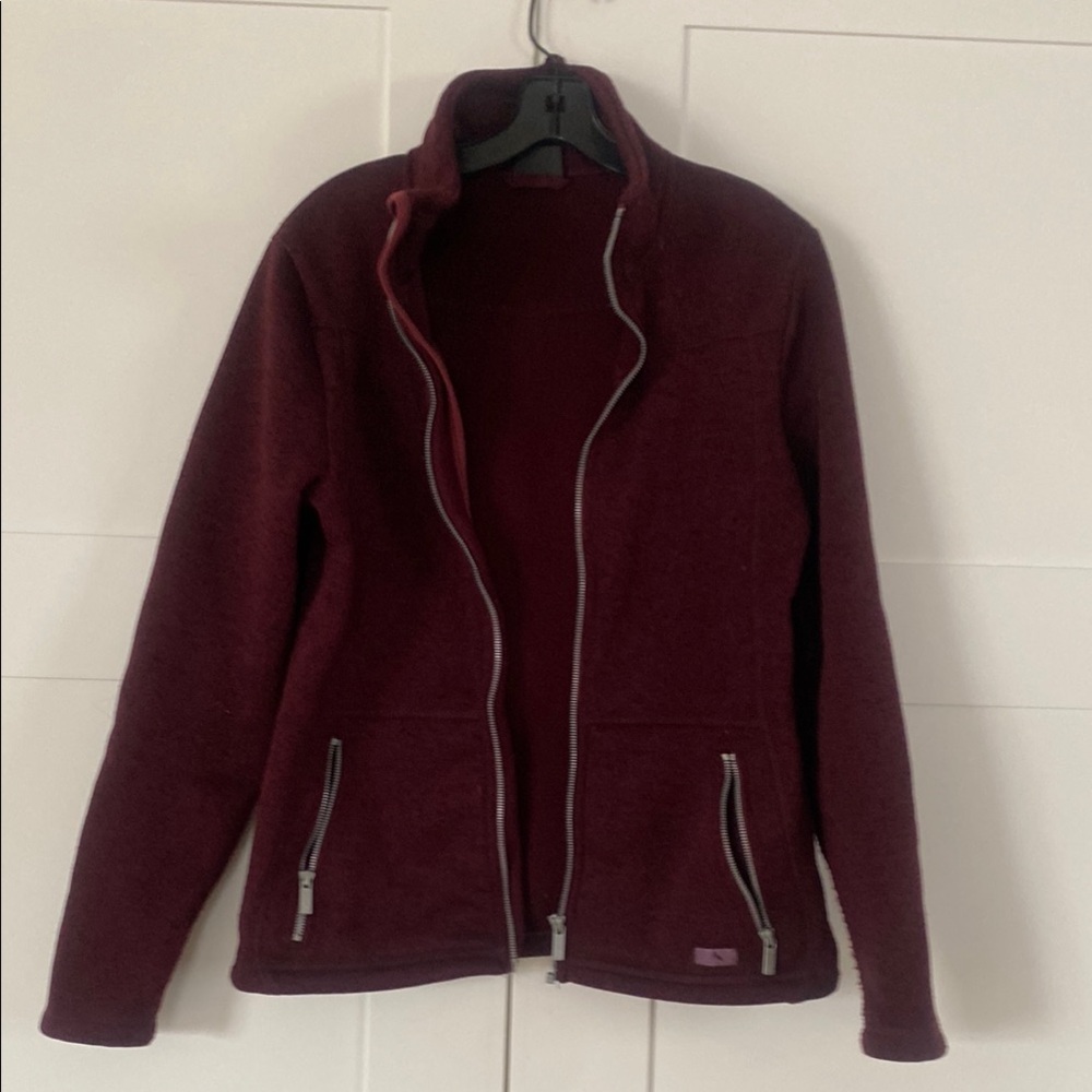 Red Zip-Up Sweatshirt with Stand-Up Collar